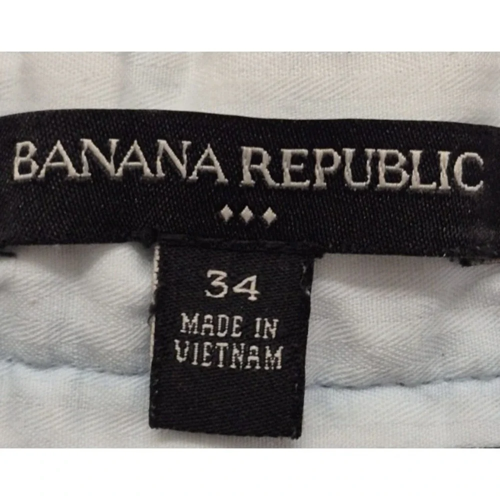 Banana Republic men's heathered blue chino shorts sz. 34 flat front 100% Cotton